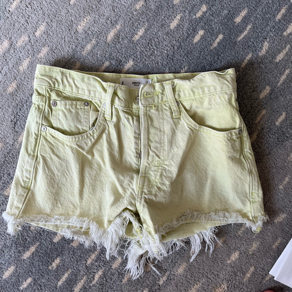 Mango Neon Yellow Button Down Shorts